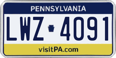 PA license plate LWZ4091
