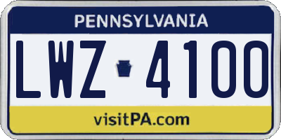 PA license plate LWZ4100
