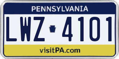 PA license plate LWZ4101