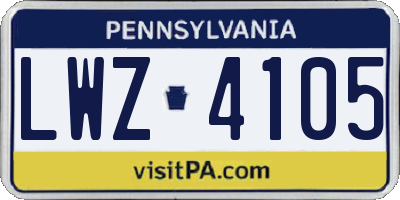 PA license plate LWZ4105