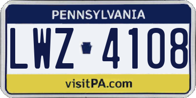 PA license plate LWZ4108