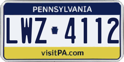 PA license plate LWZ4112