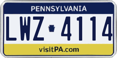 PA license plate LWZ4114