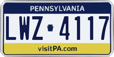 PA license plate LWZ4117