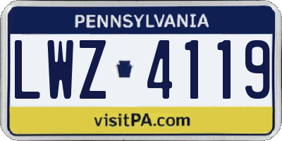 PA license plate LWZ4119