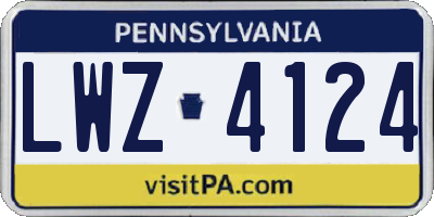 PA license plate LWZ4124