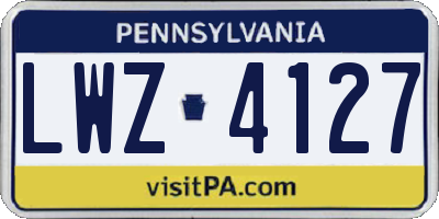 PA license plate LWZ4127
