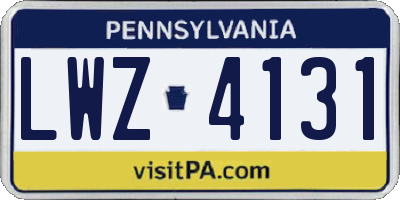 PA license plate LWZ4131