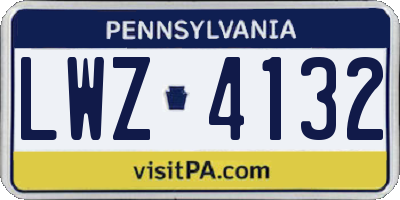PA license plate LWZ4132
