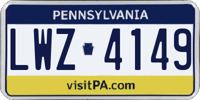 PA license plate LWZ4149