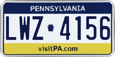 PA license plate LWZ4156