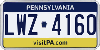 PA license plate LWZ4160