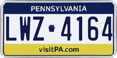 PA license plate LWZ4164