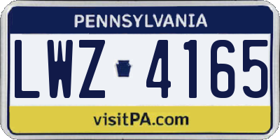 PA license plate LWZ4165
