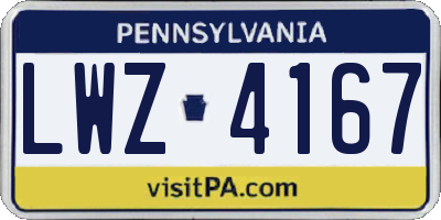 PA license plate LWZ4167
