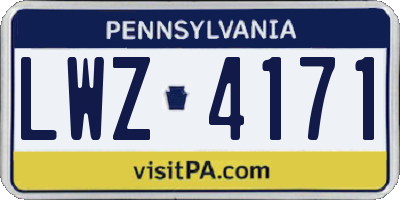 PA license plate LWZ4171
