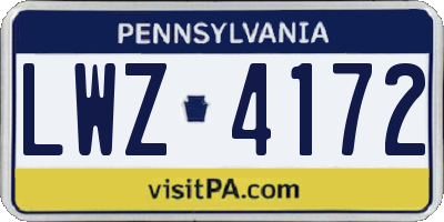 PA license plate LWZ4172