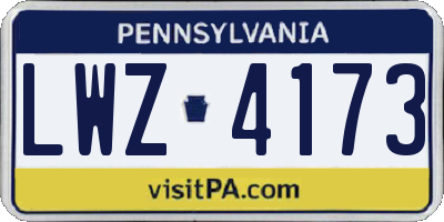 PA license plate LWZ4173