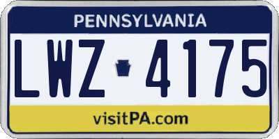 PA license plate LWZ4175