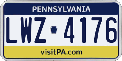 PA license plate LWZ4176