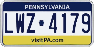 PA license plate LWZ4179