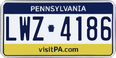 PA license plate LWZ4186