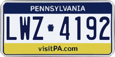 PA license plate LWZ4192