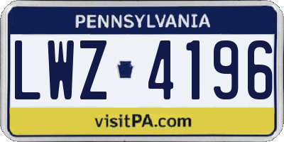 PA license plate LWZ4196