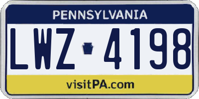PA license plate LWZ4198