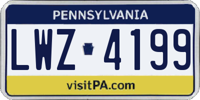 PA license plate LWZ4199