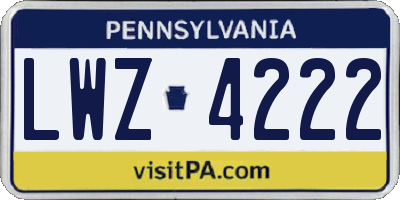 PA license plate LWZ4222