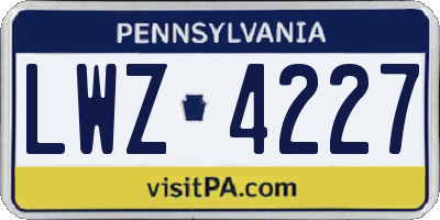 PA license plate LWZ4227