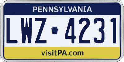PA license plate LWZ4231