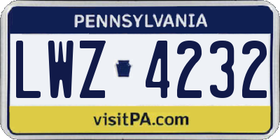 PA license plate LWZ4232