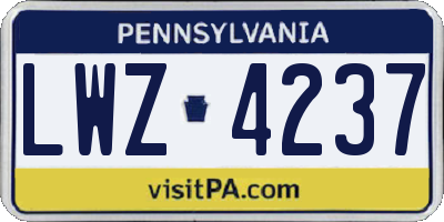PA license plate LWZ4237