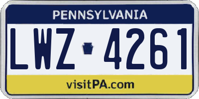PA license plate LWZ4261