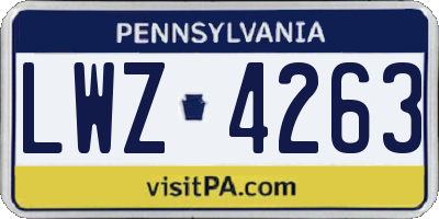PA license plate LWZ4263