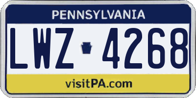 PA license plate LWZ4268