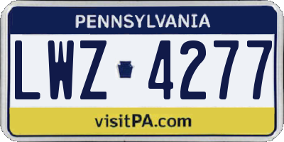 PA license plate LWZ4277
