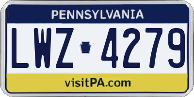 PA license plate LWZ4279