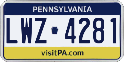 PA license plate LWZ4281