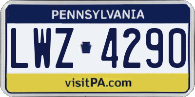 PA license plate LWZ4290