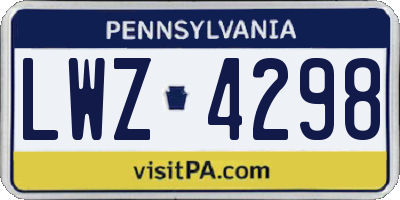 PA license plate LWZ4298