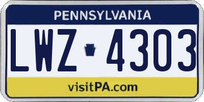 PA license plate LWZ4303