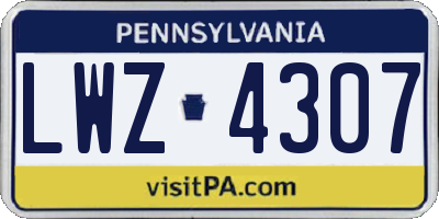 PA license plate LWZ4307