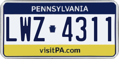 PA license plate LWZ4311