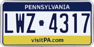 PA license plate LWZ4317