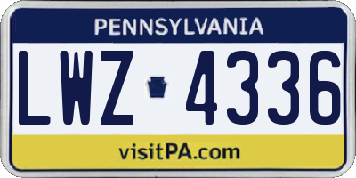 PA license plate LWZ4336