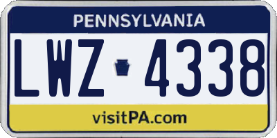 PA license plate LWZ4338