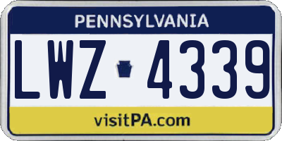 PA license plate LWZ4339